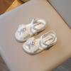 2024 Summer New Solid Mesh Rhinestone Bow Versatile Open Toe Children's Sandals Non-slip Princess Performance Shoes for Party