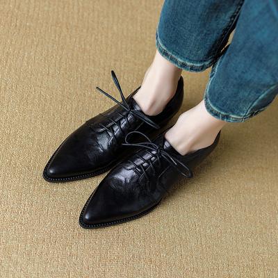 Мода 2025 Весна Женские Высокие Каблуки На Шнуровке С Мелким Вырезом Одинарные Туфли Женские Удобные На Толстом Каблуке Женская Обувь Zapatos Mujer