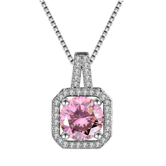 New Female 925 Sterling Silver Gemstone Zircon Cz Party Wedding Women Charm Choker Pendant Necklace Ladies Bridal Jewelry