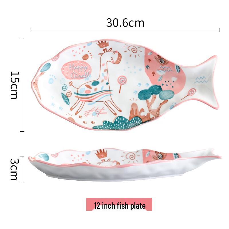 Cute Deer Design Ceramic Fish Plate