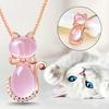 BLUELANS NECKLACE Wonderful Cat Pendant Long Chain Rhinestone Party Elegant Opal Necklace Jewelry Women Present