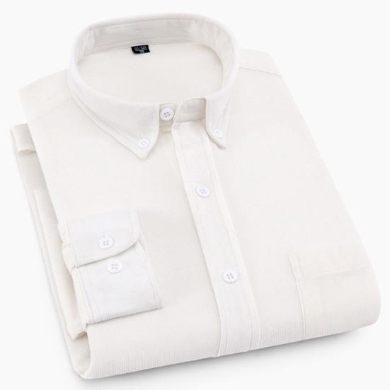 Весенне-осенняя мужская рубашка, однотонная вельветовая рубашка с длинным рукавом и карманами, винтажная вельветовая рубашка с воротником на пуговицах