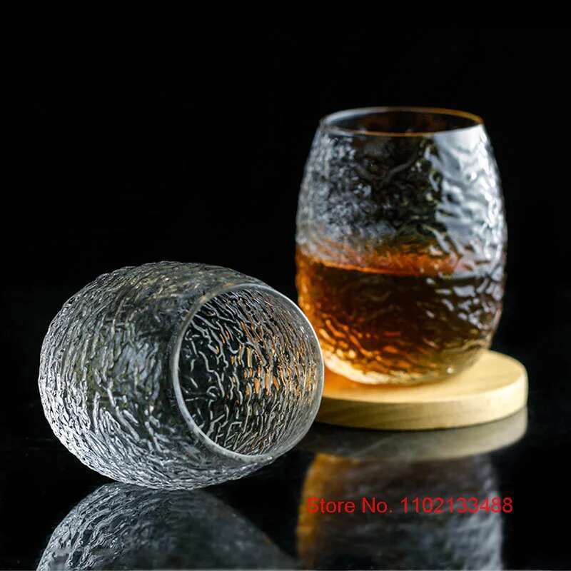 Cocoon Breaking Whiskey Rock Cup Manual Crystal Artwork Old Fashioned Silkworm Wine Drinking Glasses Japanese Style Whisky Glass