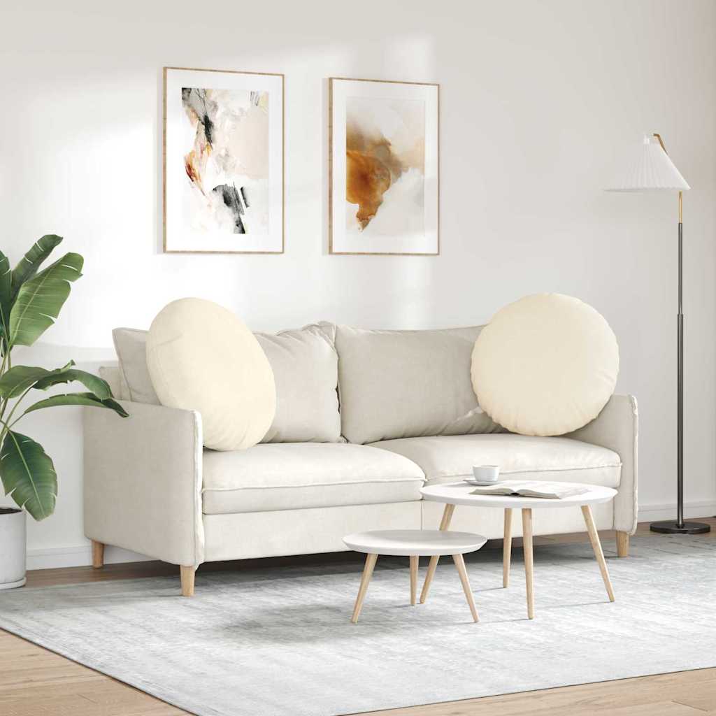 Seat Cushion 2 pcs Cream Ø60 x 21 cm Cord Fabric