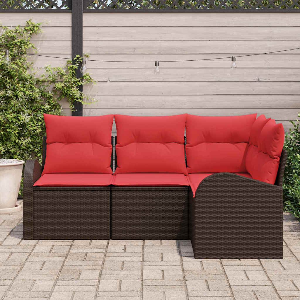 Garden Sofa Set Brown Poly Rattan