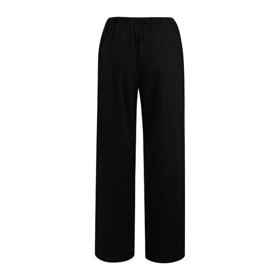 Женские длинные брюки с эластичной резинкой и высокой талией, широкие брюки, однотонные, повседневные, свободного кроя, летние струящиеся брюки