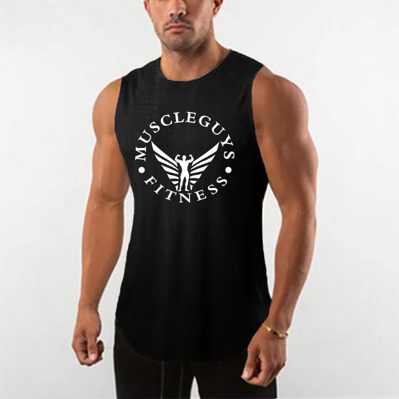 Muscleguys Summer Tide Молодежный спортивный топ для фитнеса Футболка без рукавов Сетчатая майка Личное шоу Muscle Vest Мужская майка для бодибилдинга