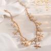 Bohemian Summer Beach Starfish Shell Necklace Seaside Vacation Imitation Pearl Collarbone Chain
