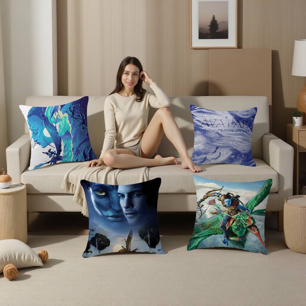 Movie A-Avatar Retro Pillow Covers Cartoon Sofa Decorative Home Double-Sided Printing Short Plush Cute Cushion Cover