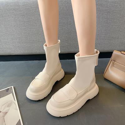 Женские ботильоны, модная осенняя обувь, женская удобная обувь из искусственной кожи с застежкой-молнией сзади на платформе, женские туфли для вечеринок