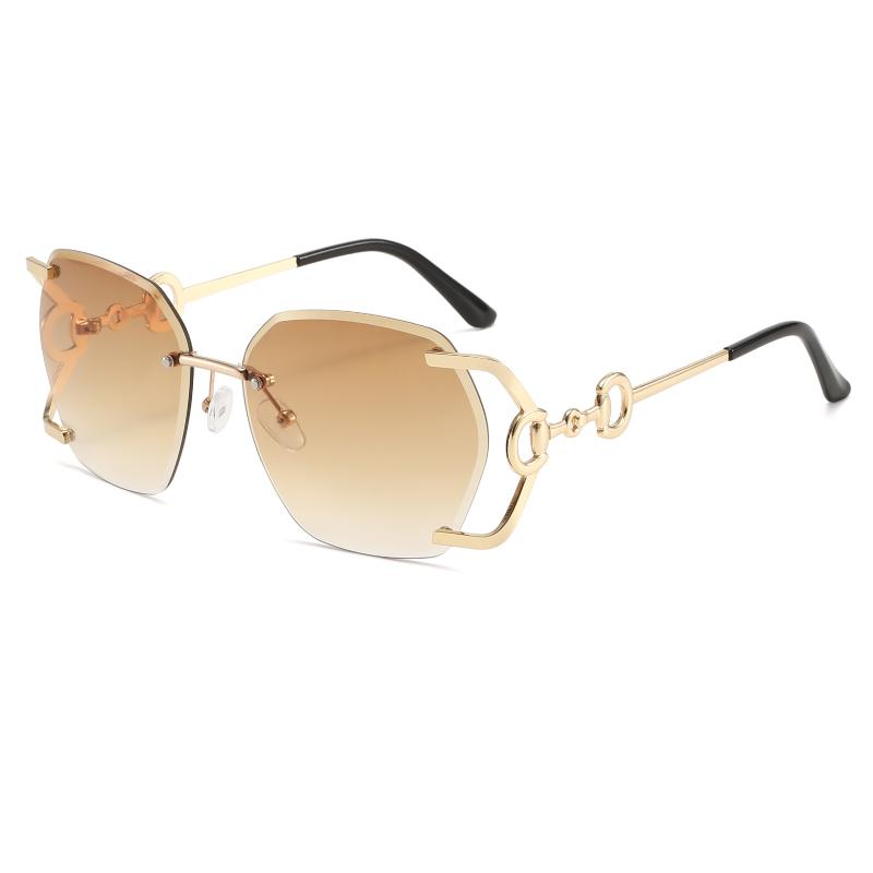 Man Women Rimless Sunglasses Luxury Metal Chain Hollow Frame Gradient Glasses Female Fashion Outdoor Shades Eyewear