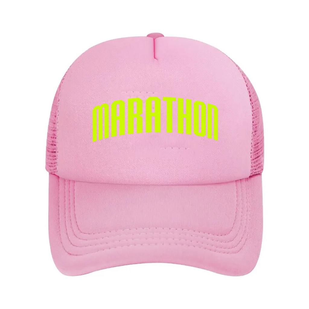 Marathon Neon Green Bold Typography Graphic Mesh Baseball Cap For Womens Unisex FeUnisex Beach Dad Hat Hip Hop