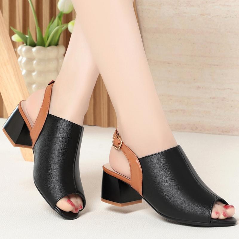 Женские сандалии летние женские сандалии Fish Mouth из натуральной кожи формальные римские сандалии для женщин