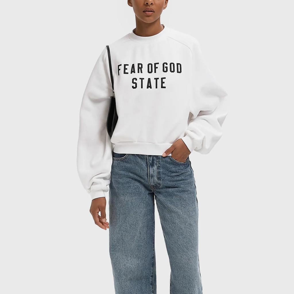 Fear of God Essentials Флисовая толстовка с регланом, рифленым воротником-стойкой, логотипом-буквой, однотонная, свободная, с длинным рукавом, женская толстовка 192SP257834FW