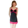 Women's Color Block Satin Lace Deep V Padded Slit Cami Sleep Dress with Robe Set