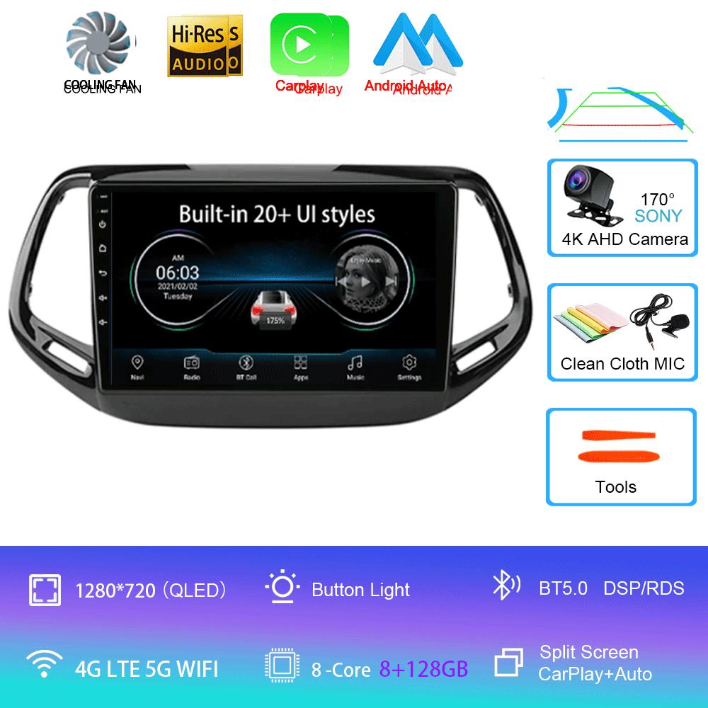 Android 14 Carplay Auto WIFI+4G Для Jeep Compass 2017 2018 2019 Автомагнитола GPS Стерео Мультимедийный Видеоплеер 2din Головное Устройство DSP