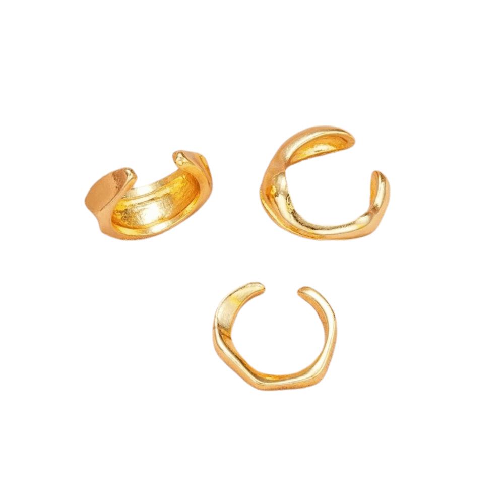 3pcs Set Alloy Helix Cartilage Clip Irregular Women Earrings Molten Ear Cuff Set Chunky Jewelry Kit