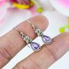 Natural Amethyst, Peridot Gemstone 925 Solid Sterling Silver Earring 1.5" Q9S38
