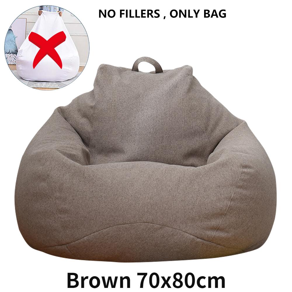 Lazy Sofa Cover Without Filler Linen Cloth Solid Lounger Bean Bag Sofa Covers Pouf Puff Couch Tatami Living Room Beanbags New