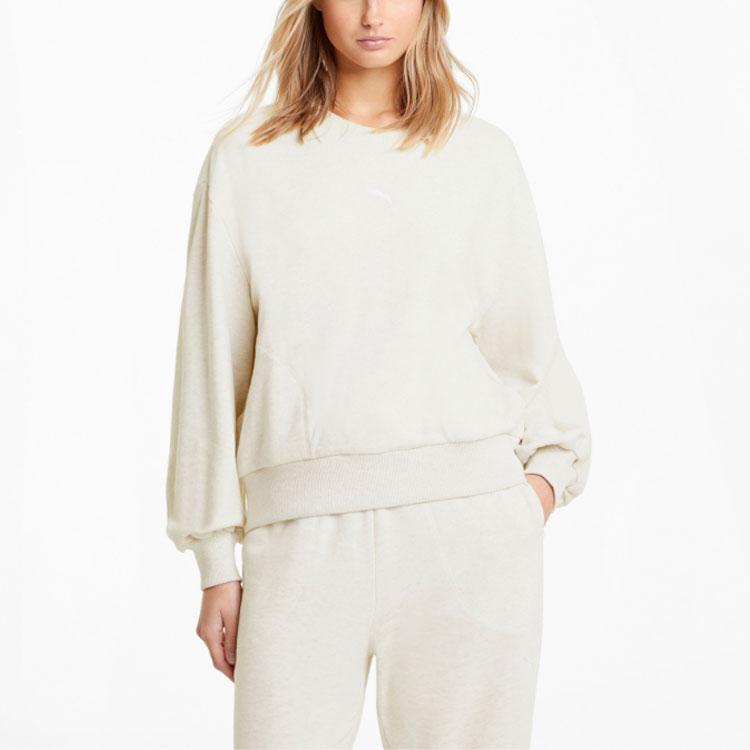 Puma Однотонный свитер с рукавами-фонариками и круглым вырезом, женская толстовка, белый цвет 845597-02