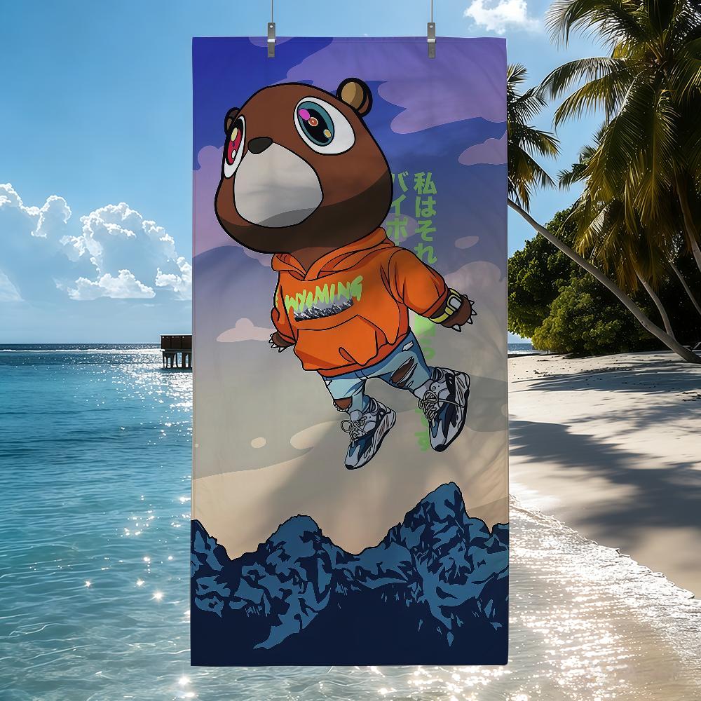 Полотенце Singer K-Kanye Dropout Bear Быстросохнущие Пляжные полотенца Подходят для Бассейнов Кемпинга Йоги и Спортзала