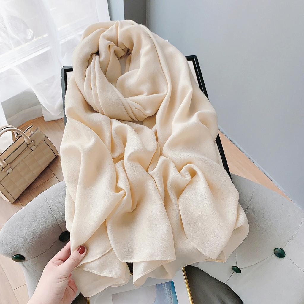 Women's Spring and Summer Literary Korean Version Long Solid Color Shawl Thin Versatile Neck Protection Scarf Air-conditioned Exterior