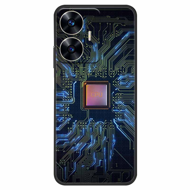 Чехол для телефона Realme C55 Черный Силиконовый Fundas Для Realme C55 RMX3710 ТПУ Мягкая Задняя Панель Coque Звезда Нарисована на RealmeC55 C 55