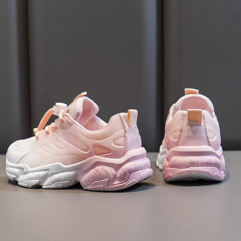 Весенняя трендовая обувь для детей, кроссовки, повседневные кроссовки на массивной шнуровке для мальчиков-подростков, вулканизированная обувь с сеткой для девочек
