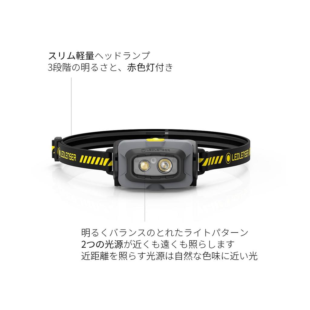 Налобный светодиодный фонарь Ledlenser Перезаряжаемый HF4R Рабочий Желтый Максимум 500 лм Яркий Водонепроницаемый IP68 Маленький 79 г Легкий CRI80 Красный Дополнительный свет Для работы Рыбалки