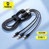 Baseus 3 в 1 100 Вт Кабель USB C на Type C PD Быстрое зарядное устройство Data Quick Charging Cord Для Macbook iPhone Samsung Xiaomi Телефон Провод