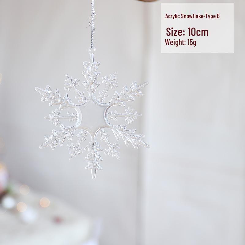 Снежинка Новогодняя елочная игрушка: Акриловая сосулька для праздничного украшения или свадебной инсталляции, прозрачно-белая