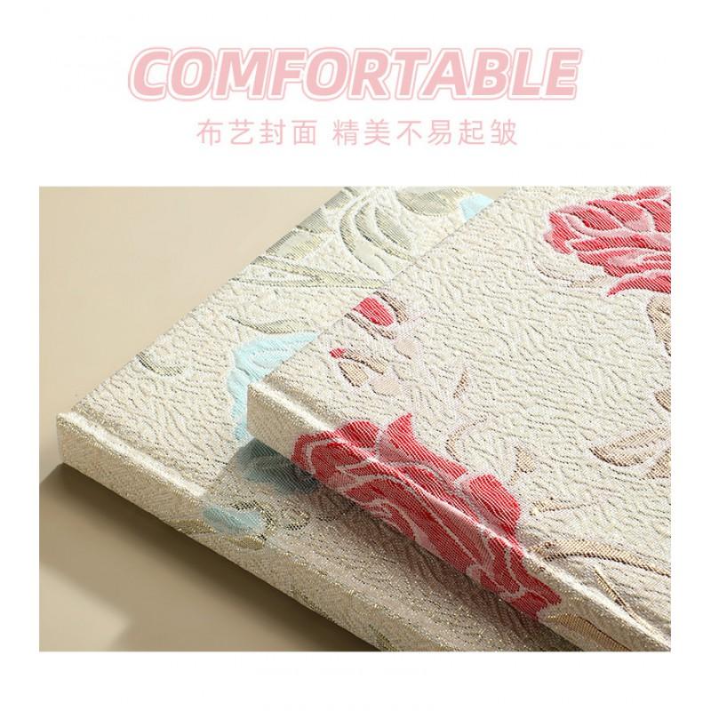 A5 Hardcover Fabric Journal With Jacquard Rose 100-200 Pages 80gsm Writing Notebook Students Office Planners