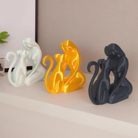 3D-печатная скульптура Форма Женщины и Кошки Матовое покрытие Прочная фигурка Легкая роскошь