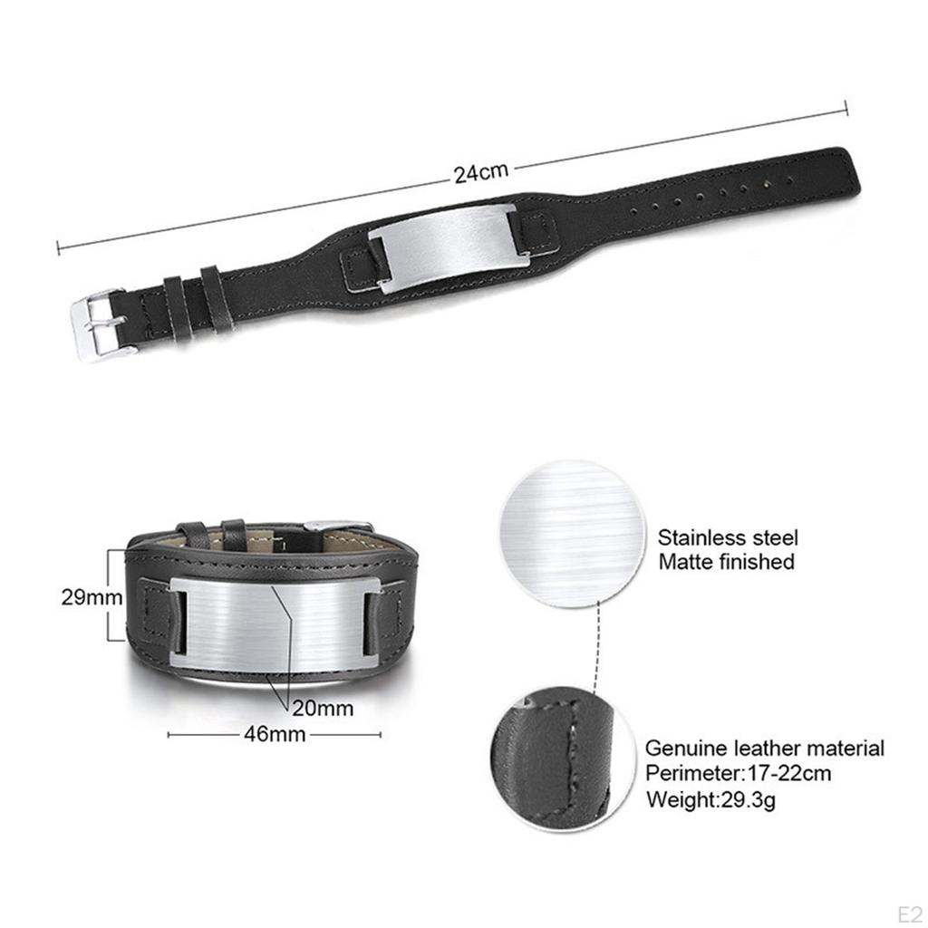 Кожаный браслет-манжета с выгравированным именем, минимализм, застежка из нержавеющей стали, ювелирные изделия для дедушек и мужчин