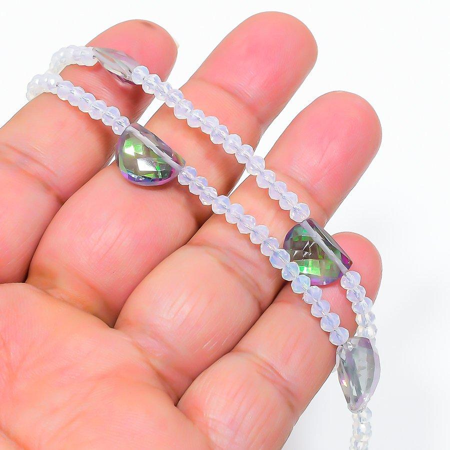 Mystic Rainbow Topaz, Opal 925 Sterling Silver Jewelry Necklace 20" GK-6627