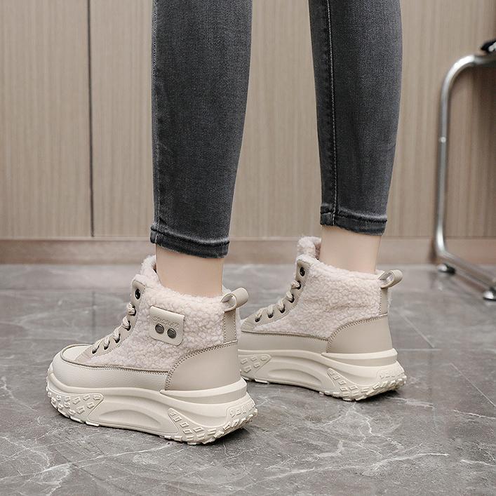 Зимняя женская обувь, женские кроссовки на шнуровке, зимние ботильоны, непромокаемая теплая женская обувь на платформе