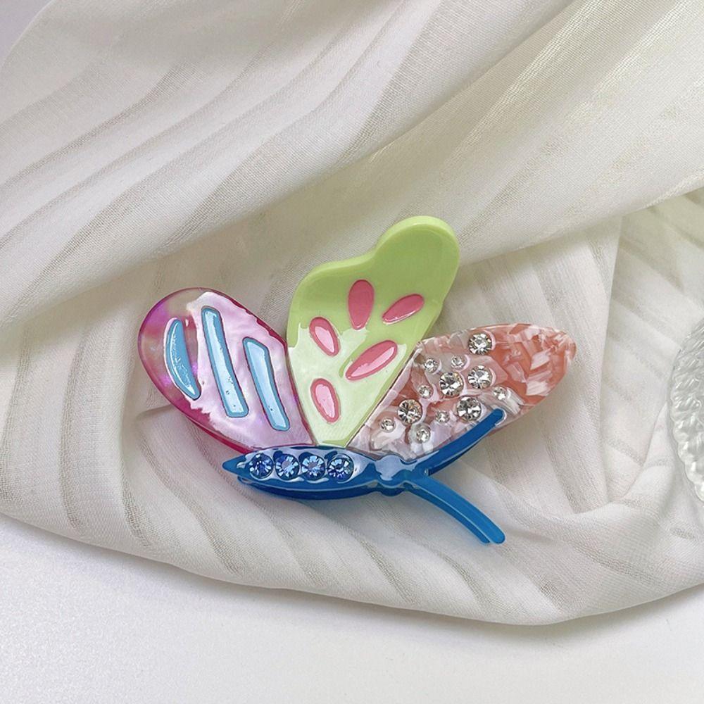 Заколка-краб для волос Elf Acetate Butterfly Hair Claw Zircon Large Shark Rhinestone Butterfly Hair Clip Female