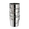 Kakusee SOLA PP-03 4-Piece Stackable Stainless Steel Outdoor Mugs Set with Compact Storage Bag for Camping