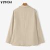 VONDA Women Oversized Long Sleeve Solid Color Bow Knot Casual Thin Tops Cardigan