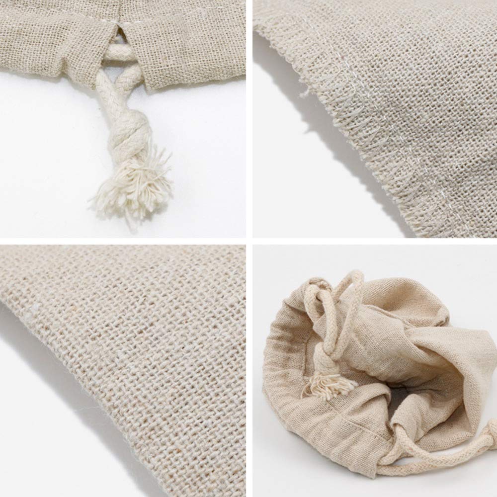 [MsO] Льняные мешки на шнурке в японском стиле, многоразовые эко-сумки, моющиеся сумки для хранения, портативные и для организации, набор из 2 штук, 50 см x 60 см