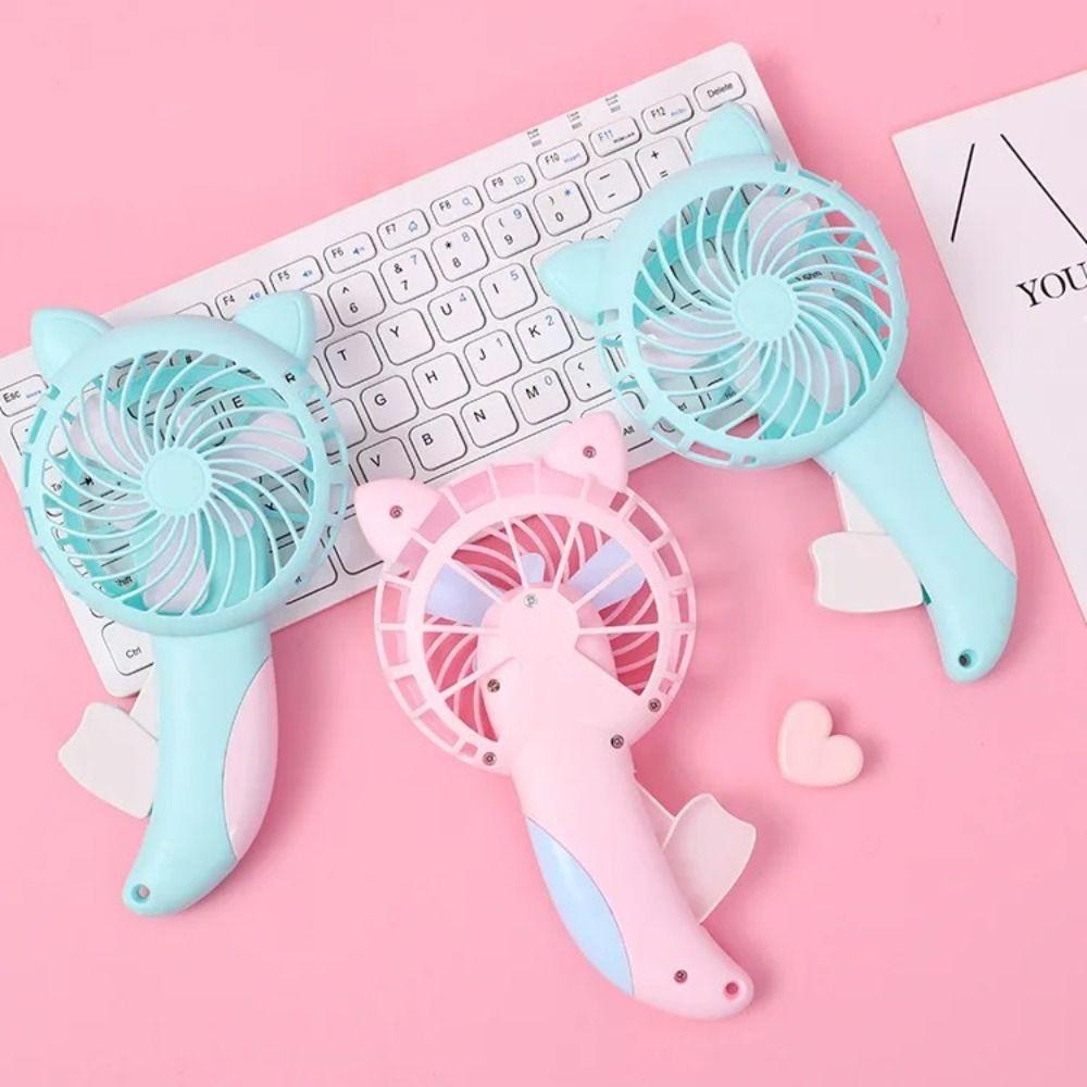 Cute Cartoon Handheld Fan Mini Pocket Fan Summer Cooling Fan Manual Press Fan  Kids