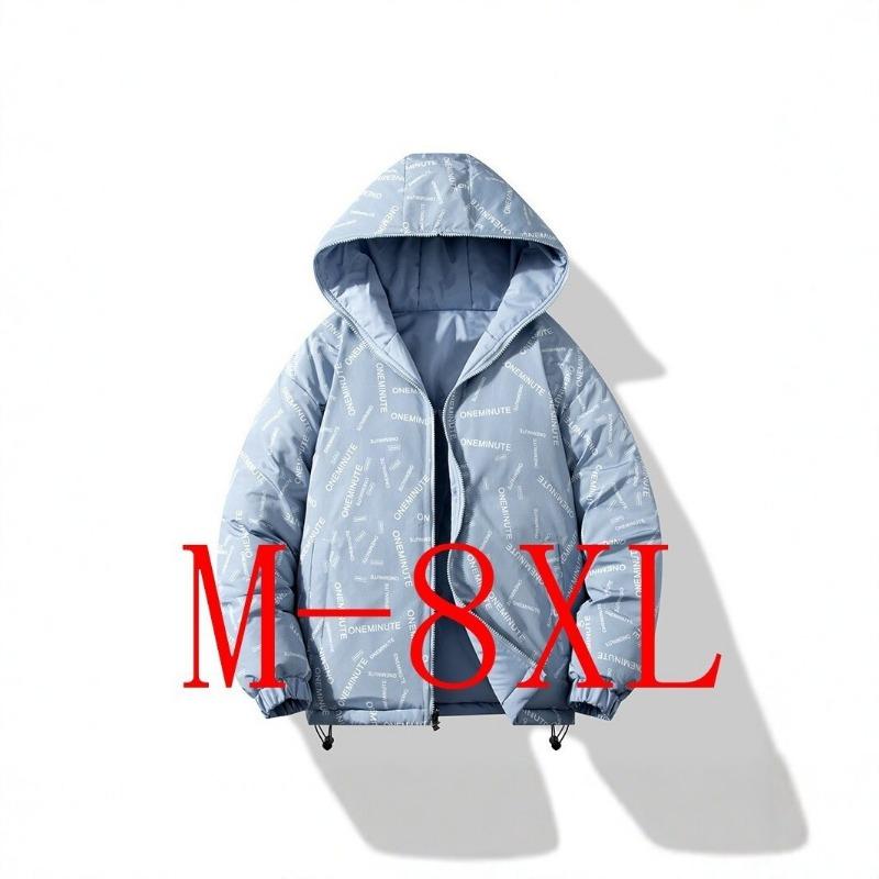 Men Plus Size Reversible Thick Hooded Winter Cotton Jacket Print Coat