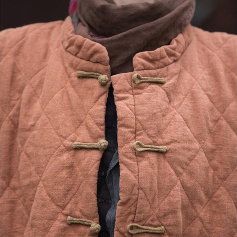 Johnature Женские винтажные зимние пальто с длинным рукавом и пуговицами, однотонные карманы, женские пальто в китайском стиле