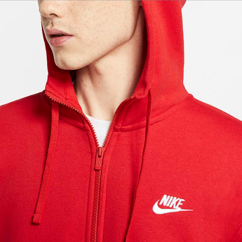 Nike Спортивная куртка с капюшоном и молнией Club Fleece с длинным рукавом Мужские куртки Университетский красный BV2646-657