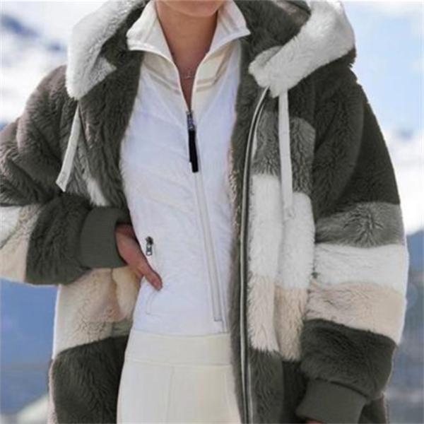 Женская плюшевая куртка, зимнее теплое пальто, модная свободная плюшевая многоцветная куртка с капюшоном