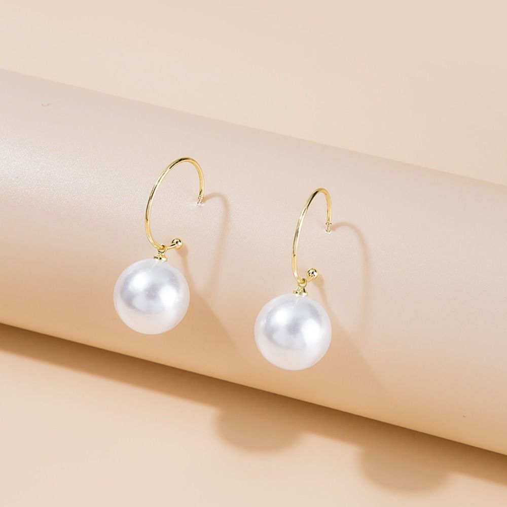 Модные серьги-гвоздики с большим жемчужным шаром, очаровательный дизайн, жемчужные серьги-гвоздики, жемчужное кольцо для ушей, свадебное кольцо