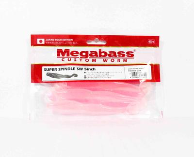 Megabass Super Spindle Worm SW Power Up 5 дюймов Мягкая приманка Розовое свечение (1891 г.)