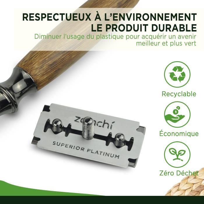 Zomchi lames de rasoir à double tranchant, lames de rasage en acier inoxydable platine pour hommes et femmes