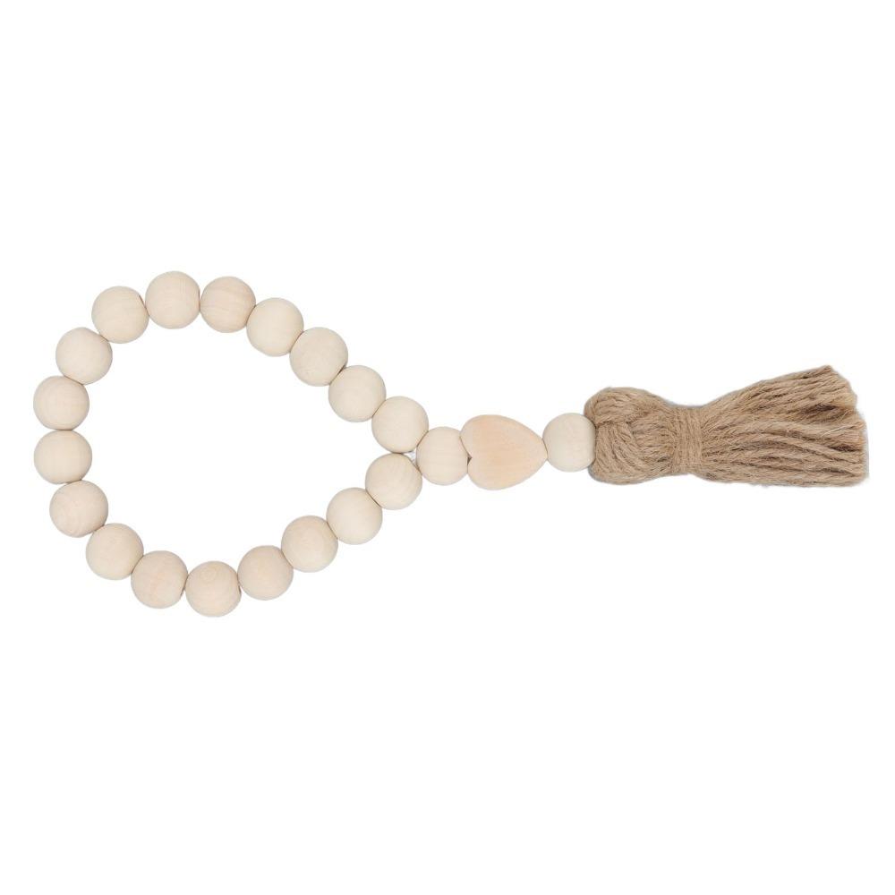 Light Brown Farmhouse Wooden Bead Strand Hanging Tassel Bead Ornament Tray Tabletop Bead Layout