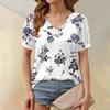 Женские летние топы с коротким рукавом и V-образным вырезом, свободные повседневные футболки